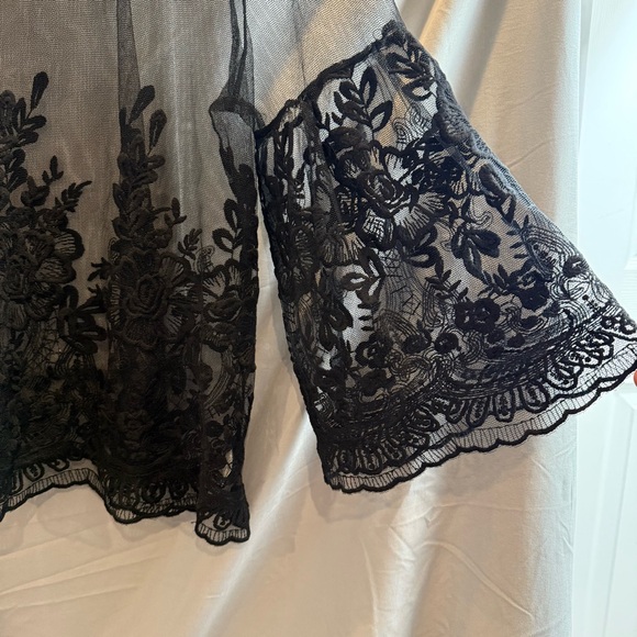 Marc Bouwer Black Sheer and Floral Lace Blouse Women’s XL - Picture 4 of 11